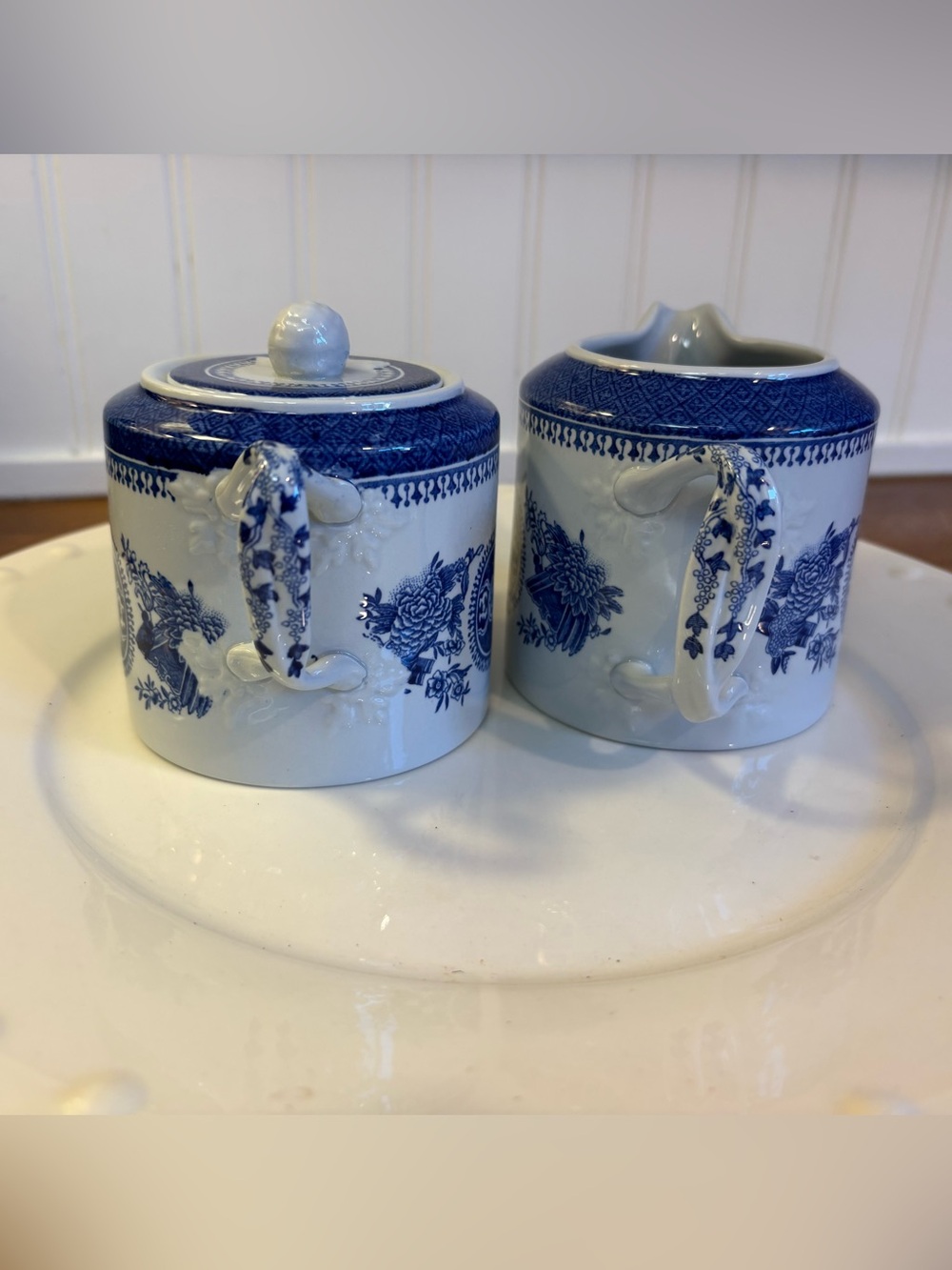 Spode ‘Fitzhugh Blue’ creamer and sugar with lid - Picture 4 of 15